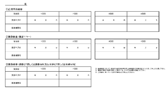 画像：定期検査受診票